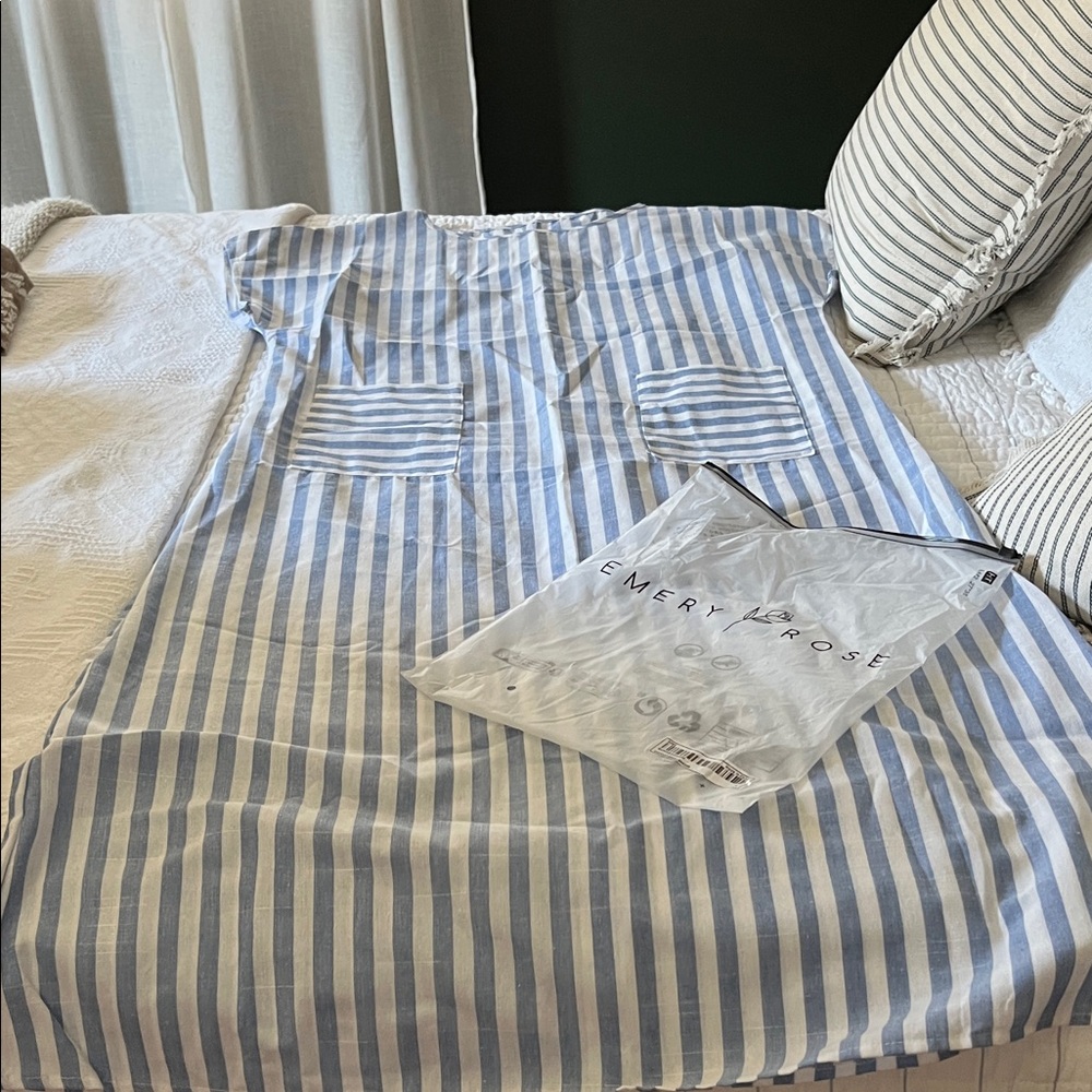 Blue and White Striped Dress